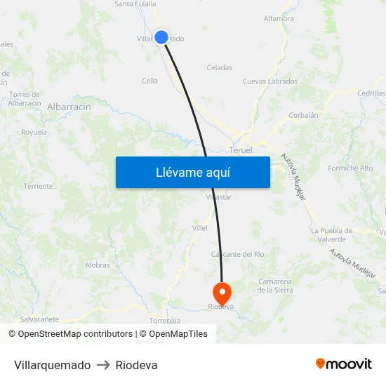 Villarquemado to Riodeva map