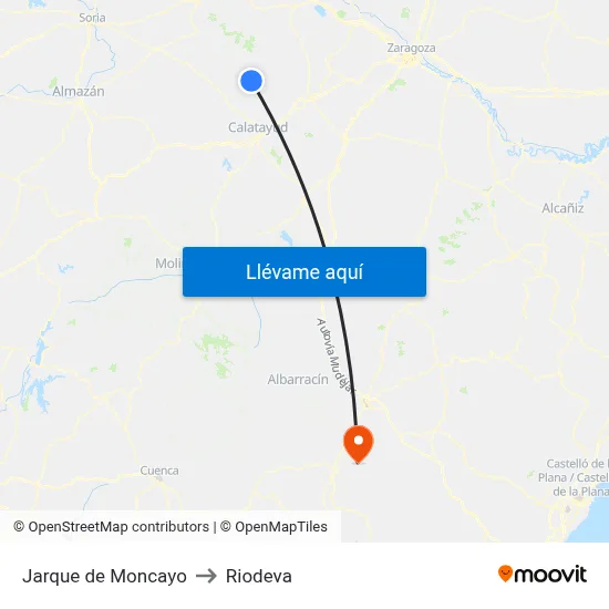 Jarque de Moncayo to Riodeva map