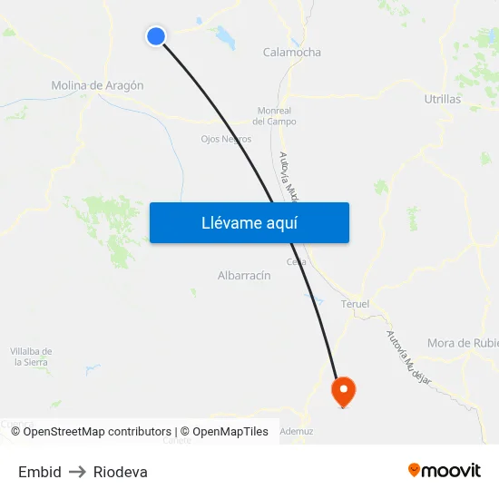 Embid to Riodeva map