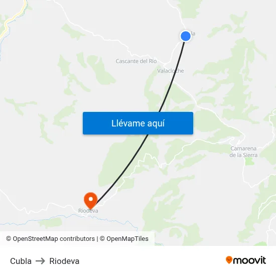 Cubla to Riodeva map