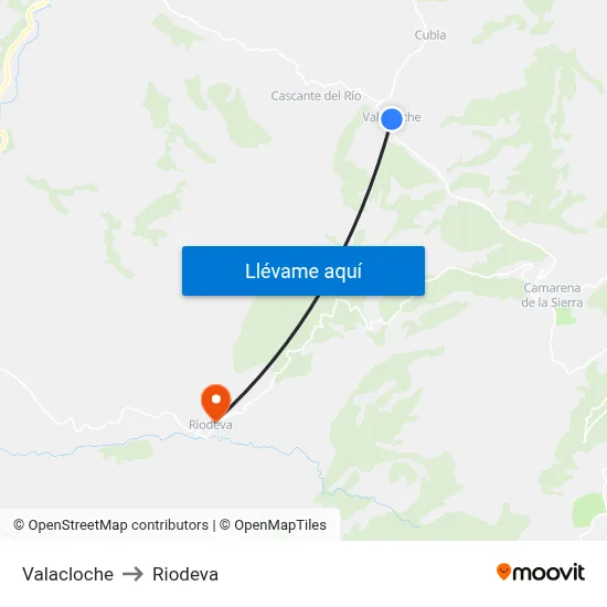Valacloche to Riodeva map