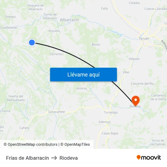 Frías de Albarracín to Riodeva map