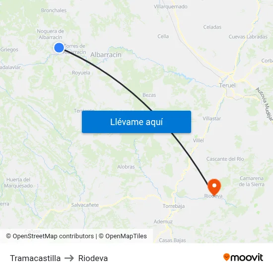 Tramacastilla to Riodeva map