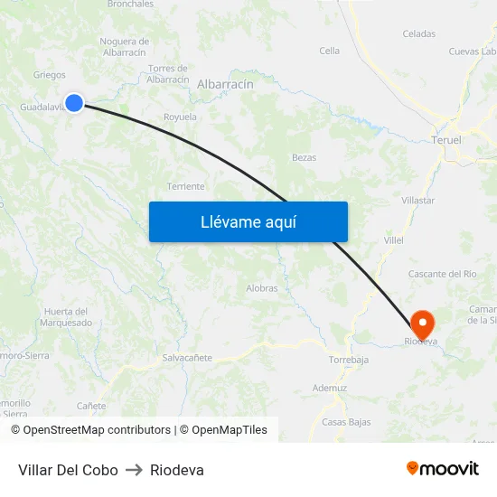 Villar Del Cobo to Riodeva map