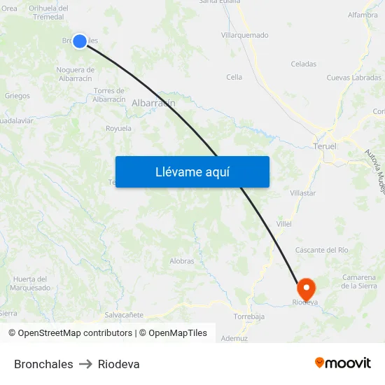 Bronchales to Riodeva map
