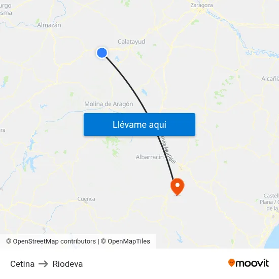Cetina to Riodeva map