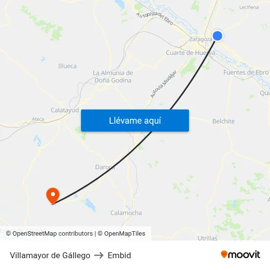 Villamayor de Gállego to Embid map