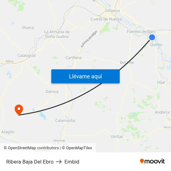 Ribera Baja Del Ebro to Embid map