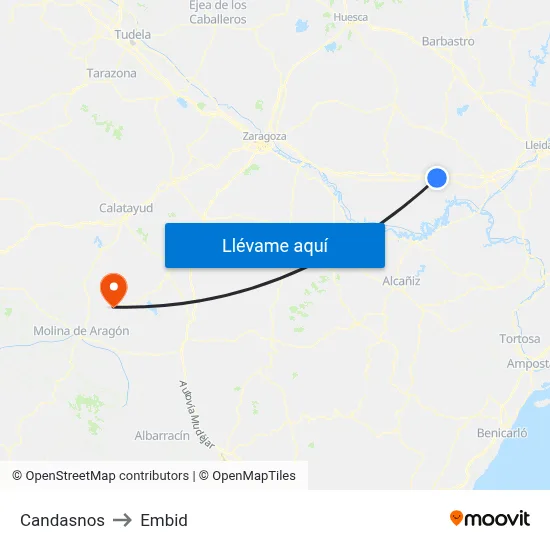 Candasnos to Embid map