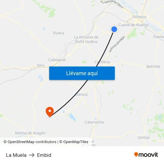 La Muela to Embid map