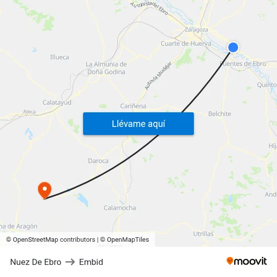Nuez De Ebro to Embid map