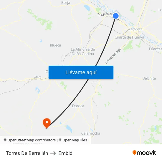 Torres De Berrellén to Embid map