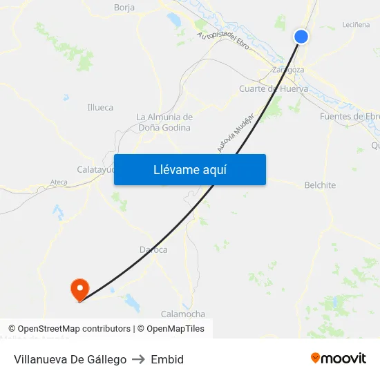 Villanueva De Gállego to Embid map