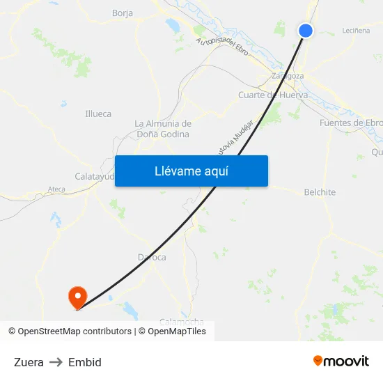 Zuera to Embid map