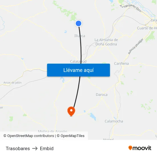 Trasobares to Embid map