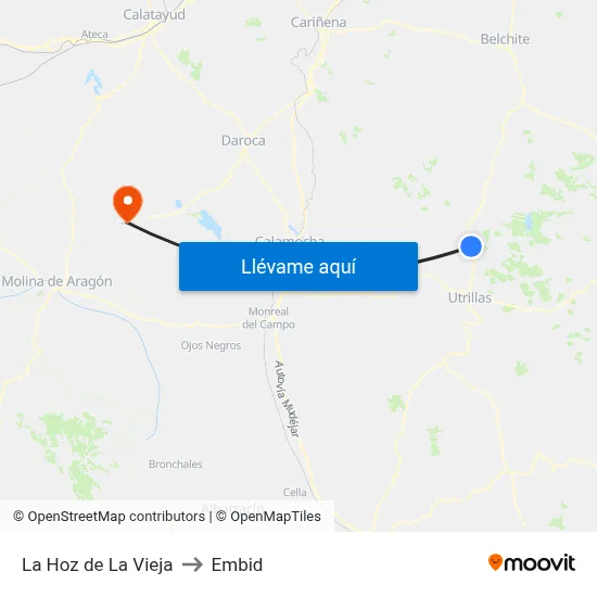 La Hoz de La Vieja to Embid map