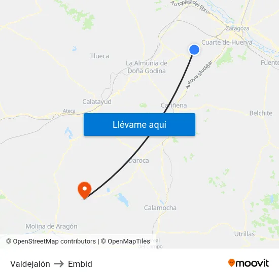 Valdejalón to Embid map