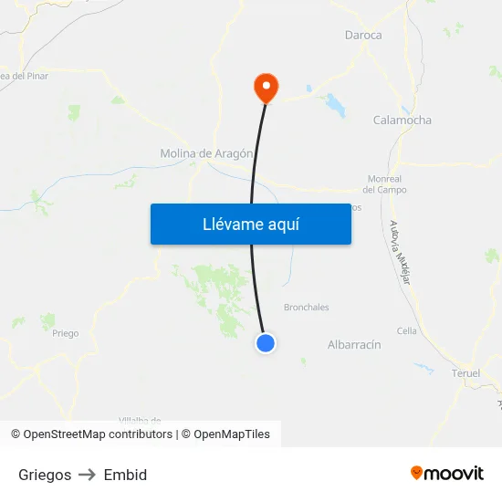 Griegos to Embid map