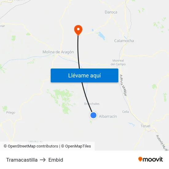Tramacastilla to Embid map