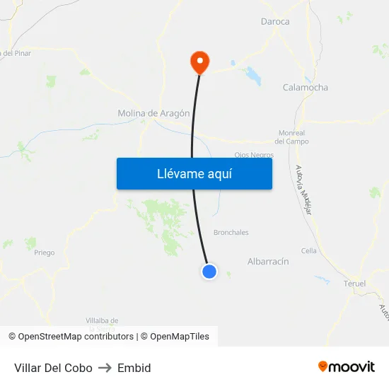 Villar Del Cobo to Embid map
