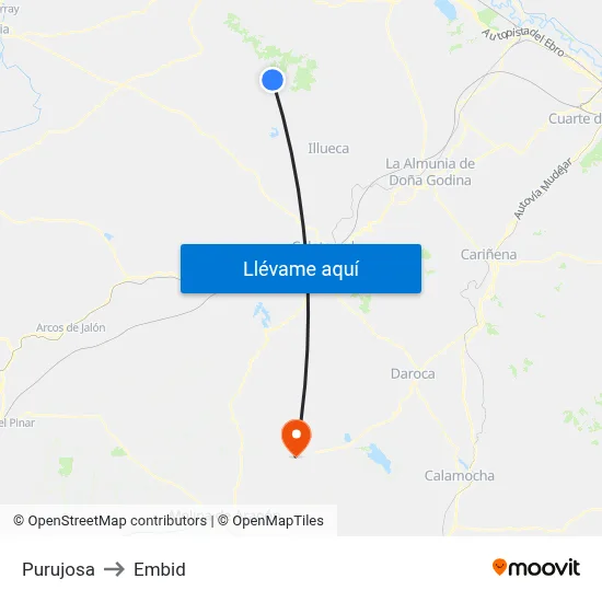 Purujosa to Embid map