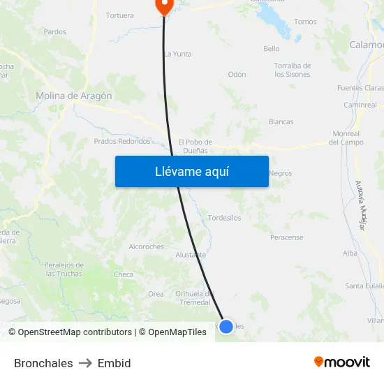 Bronchales to Embid map