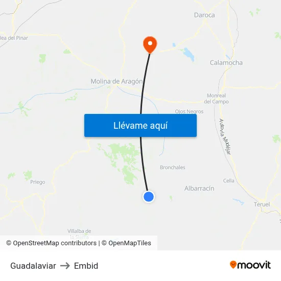 Guadalaviar to Embid map