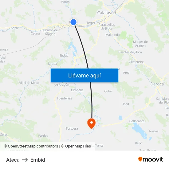Ateca to Embid map