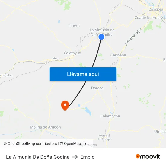 La Almunia De Doña Godina to Embid map