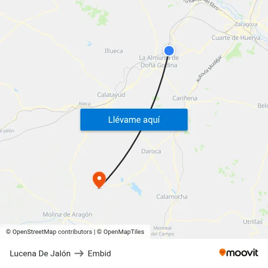 Lucena De Jalón to Embid map