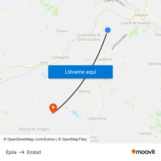 Épila to Embid map