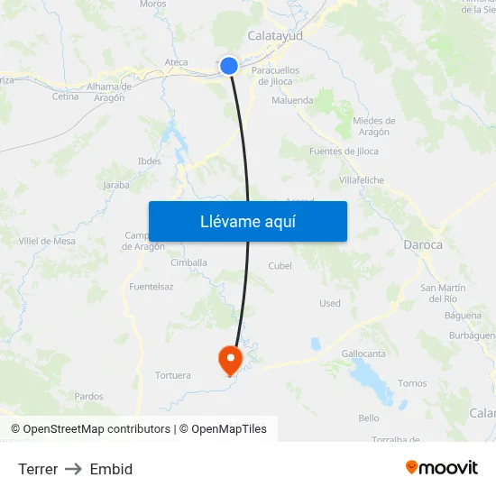 Terrer to Embid map