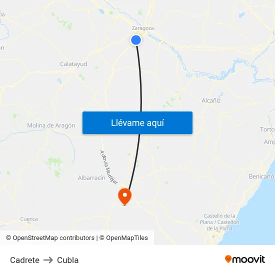 Cadrete to Cubla map
