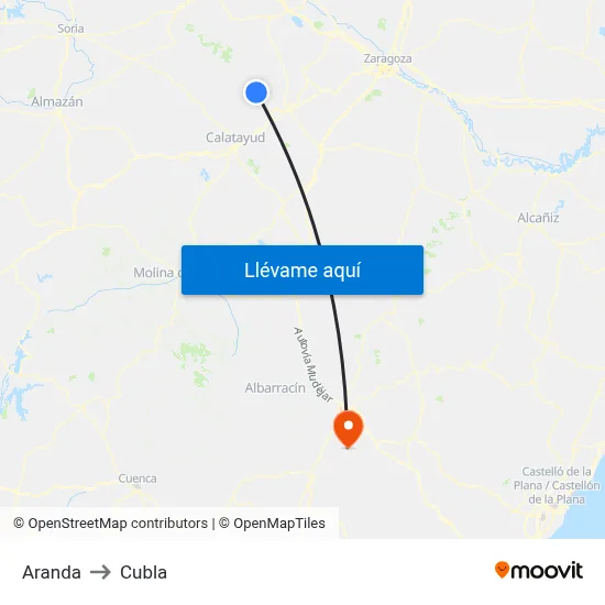 Aranda to Cubla map