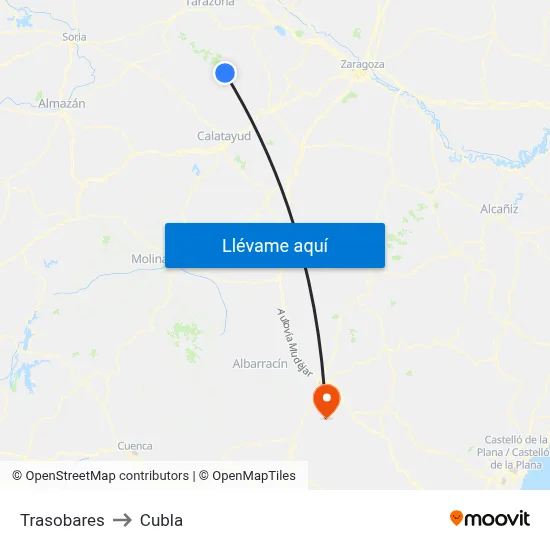 Trasobares to Cubla map