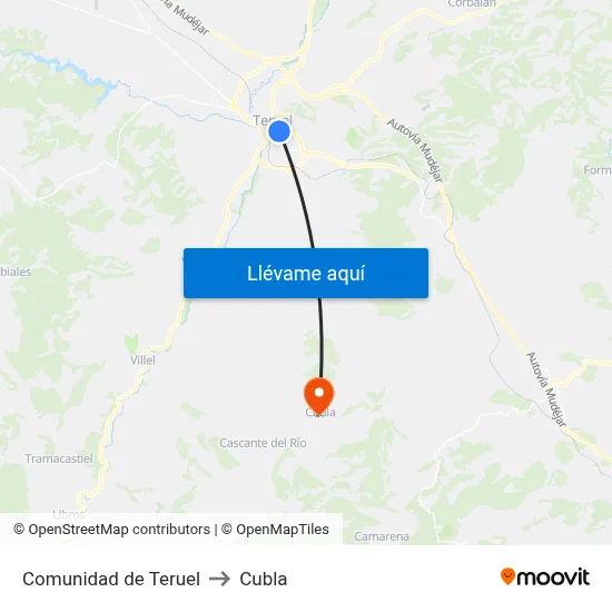 Comunidad de Teruel to Cubla map