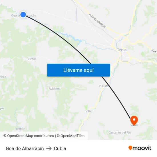 Gea de Albarracín to Cubla map