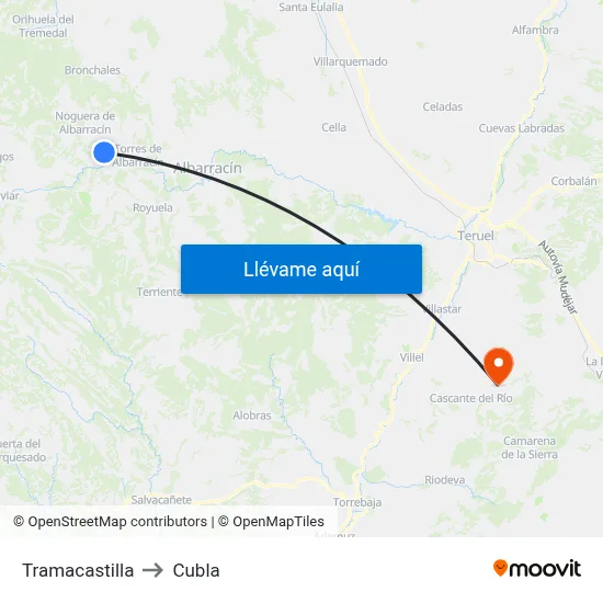 Tramacastilla to Cubla map