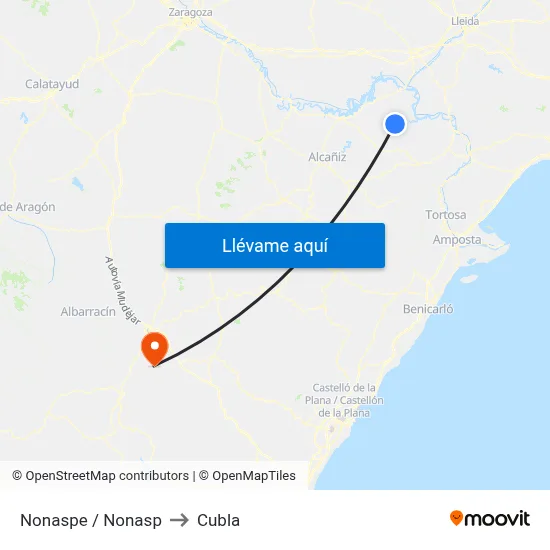 Nonaspe / Nonasp to Cubla map