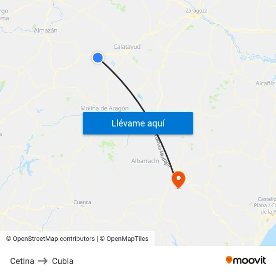 Cetina to Cubla map