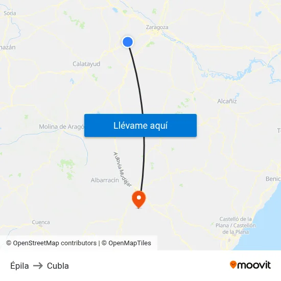 Épila to Cubla map