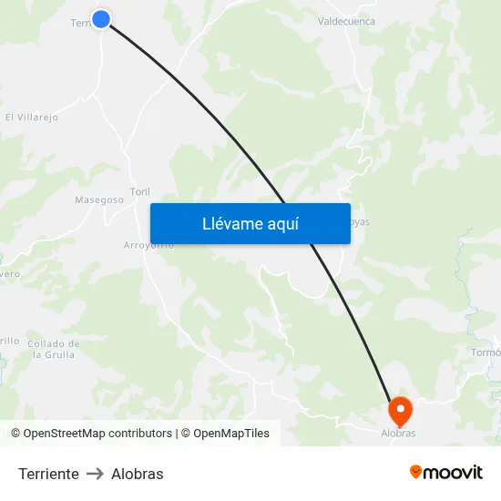 Terriente to Alobras map