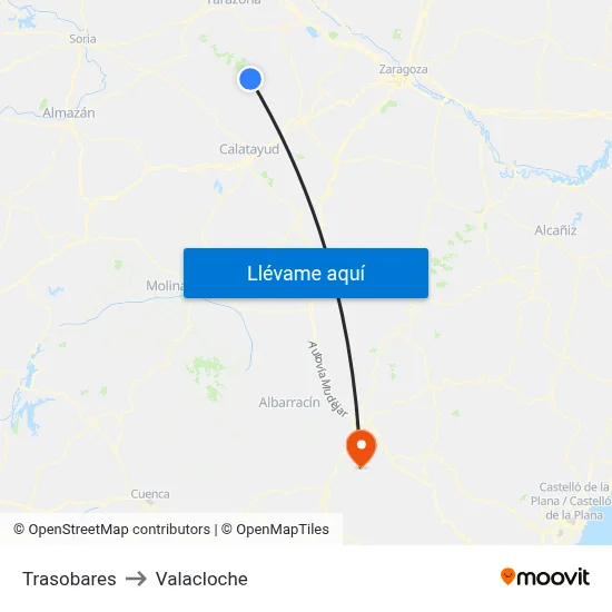 Trasobares to Valacloche map
