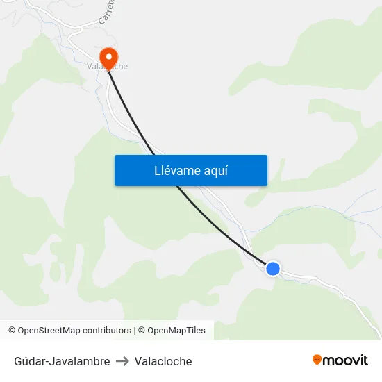 Gúdar-Javalambre to Valacloche map
