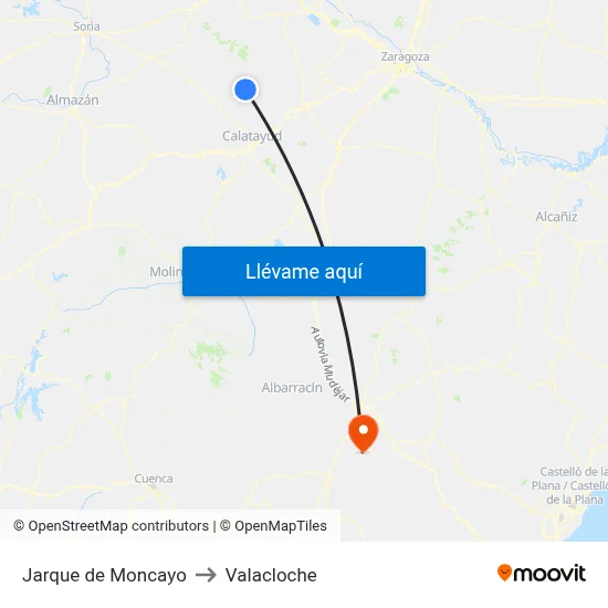 Jarque de Moncayo to Valacloche map