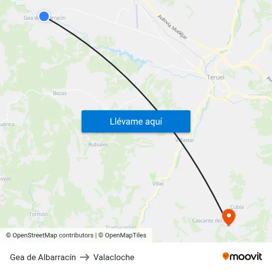 Gea de Albarracín to Valacloche map