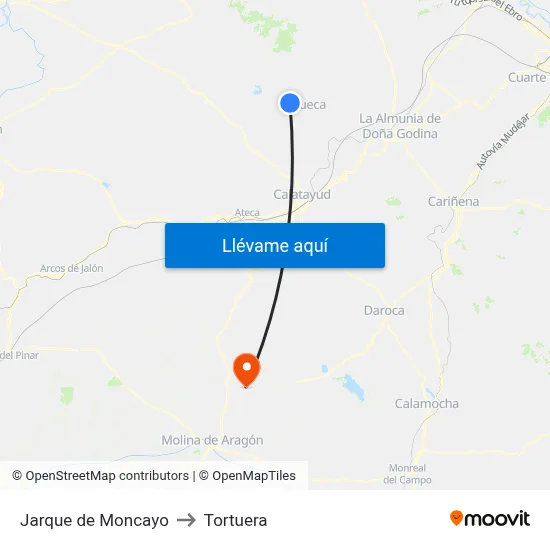 Jarque de Moncayo to Tortuera map