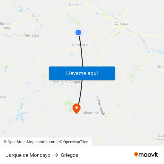 Jarque de Moncayo to Griegos map