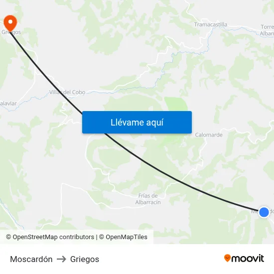 Moscardón to Griegos map