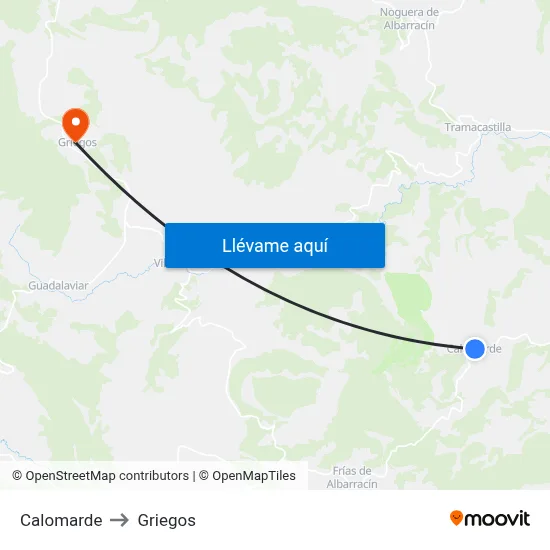 Calomarde to Griegos map